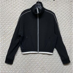 Athleta brooklyn track Sports Jacket Women Size XS Black Full Zip Pockets‎
